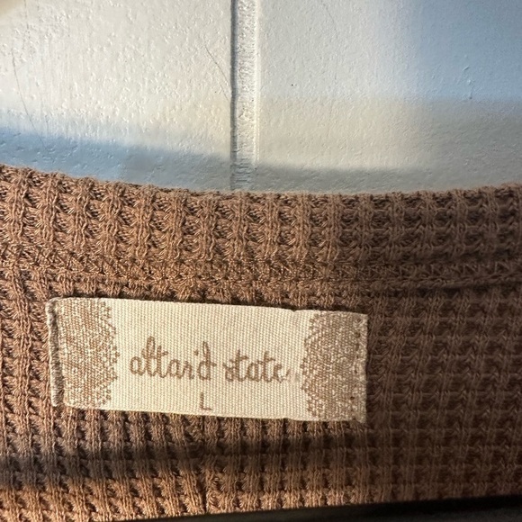 Altar’d State Women’s Brown Deconstructed Brown Shirt Size Large - Picture 9 of 10